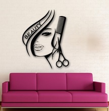 Free shiping diy vinyl Wall Stickers Vinyl Decor Hair Beauty Salon Barbershop Sexy Girl Wall Stickers Home Decoration 2024 - buy cheap