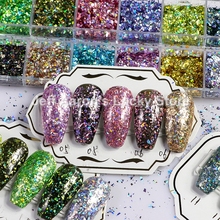12 Laser Colors Irregular Nail Glitter Powder Sequins For Nail Art Decorations Supplies Tool New Arrive 2024 - buy cheap