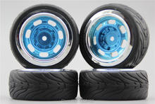 4pcs RC 1/10 Soft Rubber On Road Car Tire Tyre Wheel Rim Classic2CB 6mm Offset(Chrome+Painting Blue) 11090+Rubber Tire 2024 - buy cheap