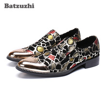 Batzuzhi Luxury Handmade Chaussures Hommes Men Shoes Metal Cap Toe Glitter Oxford Shoes for Men Leather Dress Shoes, Big US12 2024 - buy cheap