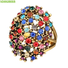 Модное классическое многоцветное Свадебное обручальное кольцо со стразами для женщин и девочек, подарочное Золотое кольцо, несколько стилей 2024 - купить недорого