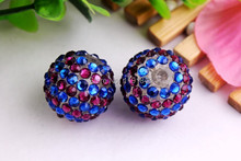 Kwoi vita Summer 20mm 100pcs/lot blue/purple color Chunky Resin Rhinestone Beads Ball for Kids Girls  Jewelry Making 2024 - buy cheap