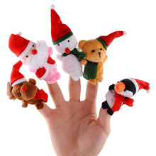 5pcs/set Christmas Santa Claus Snowman Dear Bear Penguin Finger Puppets Educational Plush Toy Doll 2024 - buy cheap