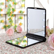 For Lady Cosmetic Vanity Mirror Compact Folding Portable Pocket LED Make Up Mirror Gift 8 Built-in LED Lighting Bulbs 2024 - buy cheap