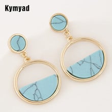 Kymyad Gold Color Drop Earrings For Women Vintage Half Natural Resin Stone Earings Fashion Jewelry Brincos 2019 Women's Earring 2024 - buy cheap