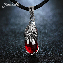 JIASHUNTAI Vintage 100% 925 Sterling Silver Red Garnet Gemstone Locket Classic Pendant Necklace Women Fine Jewelry 2024 - buy cheap