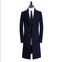 Winter casual woolen coat men trench coats long sleeves overcoat mens cashmere coat casaco masculino inverno england dark blue 2024 - buy cheap