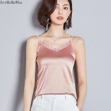 AreMoMuWha 2019 Summer New Sexy Lace Camisole Female Wear Slim Foreign Silk Satin Bottoming Shirt Short Paragraph Top MH151 2024 - buy cheap