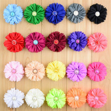 50pcs/lot 20 Color U Pick 2.56 Inch Chiffon Ballerina Ruffled Flowers with Pearl Rhinestone Button DIY Hair accessories MH91 2024 - buy cheap