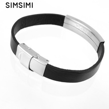 Simsimi Leather bracelets simple men 10mm blank tube for personalized print logo name Leather bracelet wholesale 50pcs 2024 - buy cheap