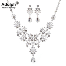 ADOLPH Jewelry Crystal Flower Jewelry Set Choker Necklace With Stud Earring Wedding Jewelry Events Bride Cheap Accessories New 2024 - buy cheap