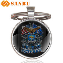 Llavero clásico del Ejército de EE. UU., cadena con cabujón de cristal de águila, de la Fuerza Aérea de los Estados Unidos 2024 - compra barato