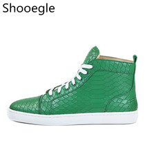 Мужские кроссовки с зеленым принтом аллигатора, на шнуровке, высокая повседневная обувь уличный стиль, модельные кроссовки, ботильоны 2024 - купить недорого