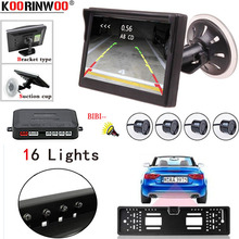 Koorinwoo-Kit de Parktronic electromagnético, marco de matrícula frontal y trasero de la UE, cámara de aparcamiento, 16 sensores LED de estacionamiento, Monitor de alerta 2024 - compra barato