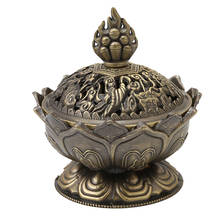 Creative Lotus Shape Incense Burner Alloy Mini Tibetan Incense Burner Sandalwood Censer Home Decor IC972767 2024 - buy cheap