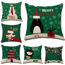 Merry Christmas Decoration Cushion Cover Cute Cartoon Santa Claus Pillowcase Decorative For Sofa Home Car Almofadas 45x45cm 2024 - buy cheap