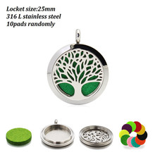 25mm Locket Perfume Diffuser Stainless Steel Essential Oil Aroma Pendant Twist Screw Fit Necklace Collars Free 10pads No Chain 2024 - buy cheap