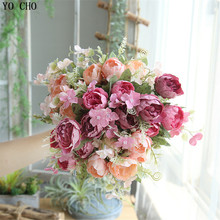 YO CHO Artificial Flowers Peony Bouquets High Quality Silk Peonies Flowers Wedding Home Decoration Mini Rose Fake Plants Flowers 2024 - buy cheap