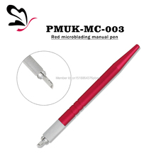 Hot sale 10pcs 3D Red Microblading Pen For Permanent Makeup Eyebrow Tattoo Manual Blade Holder free gift 10p microblading needle 2024 - buy cheap