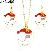 Christmas Gift Jewelry Sets Fashion Gold Color Enamel Moon Men Earrings Necklace For Women Jewelry Decoration Sets 2024 - buy cheap