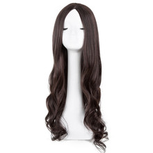 Fei-show-Peluca de cabello sintético para mujer, pelo largo marrón oscuro, fibra resistente al calor, para carnaval 2024 - compra barato