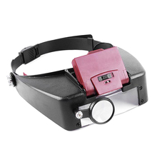 Adjustable Head Headband Lamp Magnifier 2 LED Light Visor Repair Precision Work Illuminated Magnifying Eye Glasses Lens Loupe 2024 - buy cheap