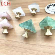 LCH Nordic Style Luxurious Pyramid Shaped Natural Crystal Cabinet Knob Drawer Pull Furniture Handles Brass Knob Clothes Hook 2024 - buy cheap