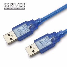 SSRIVER USB 2.0 AM/AM 0.3M 1.5M 3M Extension Cable Type A Male to A Male Transparent Blue Extended  Sync Data Charger Cable 2024 - купить недорого