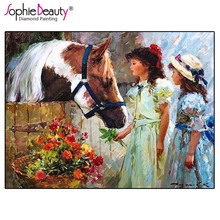 Sophie Beauty-pintura de diamante artesanal, punto de cruz, caballo, chica, trabajo hecho a mano, bordado de diamantes de imitación, Kits de decoración para el hogar 2024 - compra barato