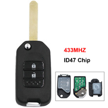 2 Button Folding Remote Key Flip Smart Car Key Fob 433MHz with ID47 Electronic Chip for Honda Fit XRV City Greiz Uncut Blade 2024 - buy cheap