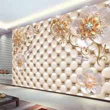 Custom Any Size 3D Mural Wallpaper European Style Crystal Flower Photo Wall Painting Living Room Theme Hotel Luxury Decor Wall 2024 - buy cheap