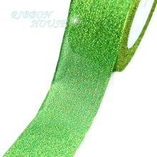 (25 ярдов/рулон) 40 мм зеленая металлическая Блестящая лента цветная подарочная посылка оптовая продажа лент 2024 - купить недорого