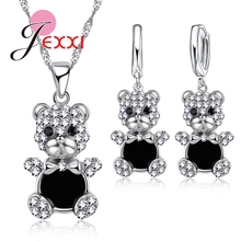 Pendientes de circonia cúbica para mujer, collar con colgante romántico para niña, conjuntos de joyería de oso bonito de Plata de Ley 925 2024 - compra barato