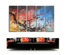 Mixed Color 5PCS Handmade  Modern Abstract Oil Painting on Canvas ,Chinese Flower Oil Painting JYJLV205 2024 - buy cheap