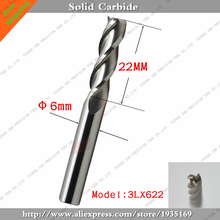 6mm*22mm,1pcs,Free shipping 3 Flutes End Mill,CNC milling Cutter,Solid carbide woodworking router bit,PVC,MDF,Acrylic,wood 2024 - buy cheap