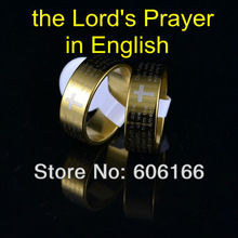 Новое кольцо Молитвенное с крестом из английской Библии, кольца из нержавеющей стали с золотым тоном модные религиозные украшения 2024 - купить недорого