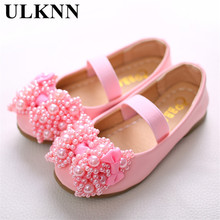 ULKNN-zapatos de cuero para niñas, calzado plano con lazo rosa y tendón, color blanco, resistente al desgaste, 26-36 2024 - compra barato