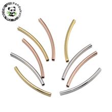 Environmental Curved Brass Tube Beads, Lead Free & Nickel Free & Cadmium Free, Mixed Color, 30x2mm, Hole: 1.5mm 2024 - buy cheap