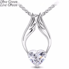 2018 drop ship float Hotselling 18kGP Czech Import Shine Zircon Heart Angel Wings Pendant chain Necklace Fashion jewelry 4064 2024 - buy cheap