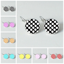 7 color wave point round glass cabochon earrings jewelry fashion earrings women's gift 2024 - compre barato