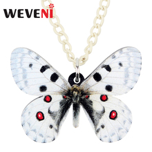 WEVENI-collar con colgante de mariposa Bremeri para mujer y niña, parnassio acrílico, joyería de insectos de primavera, Bisutería 2024 - compra barato