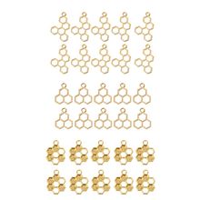 10Pcs Gold Honeycomb Pendant Blank Resin Frame Open Bezel Setting Charm Bracelet Necklace Keychain Earring DIY Jewelry Making 2024 - buy cheap