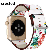 Leather strap For Apple Watch  band apple watch 5 4 3 band 44mm/40mm correa iwatch band 42mm/38mm Floral Printed  Bracelet belt 2024 - buy cheap