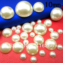 Free Shipping!1000pcs/bag 10mm cream and white color Half Round Flatback ABS imitation pearl beads 2024 - купить недорого