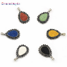 GraceAngie 1PC Volcanic Rock Inlay Alloy Pendant Natural Pastoral Multicolor Necklace Accessories 2024 - buy cheap