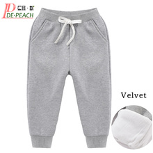 Calça de inverno 2018 de pêssego, calças esportivas para crianças, meninos, meninas, plus, calças mais grossas de veludo, 100% algodão, calças quentes para crianças de 2-8 anos 2024 - compre barato