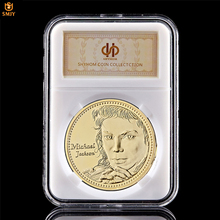 Moneda conmemorativa chapada en oro/plata con caja de lujo de la música Pop de Michael Jackson joven cantante estadounidense 2024 - compra barato