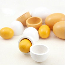 New 6pcs Wooden Eggs Yolk Pretend Play Kitchen Food Cooking Kid Child Toy Gift Set 2024 - buy cheap