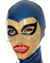 Suitop free shipping rubber fetish mask sexy latex hood in black ,clear and redcolor 2024 - buy cheap