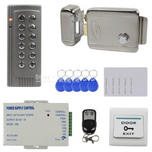 DIYSECUR-Kit completo de sistema de Control de acceso, lector RFID de contraseña, teclado, bloqueo eléctrico y Control remoto, 125KHz, K4 2024 - compra barato